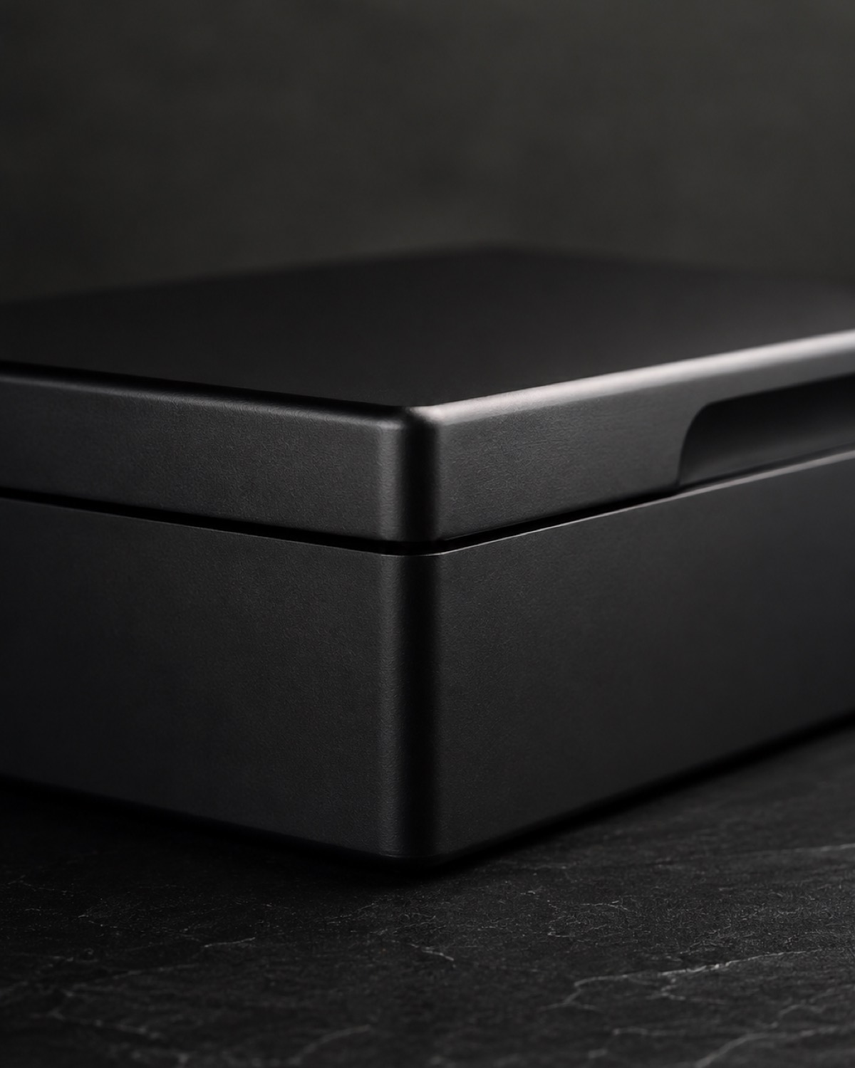 Case COSQAN em alumínio anodizado, detalhe do acabamento